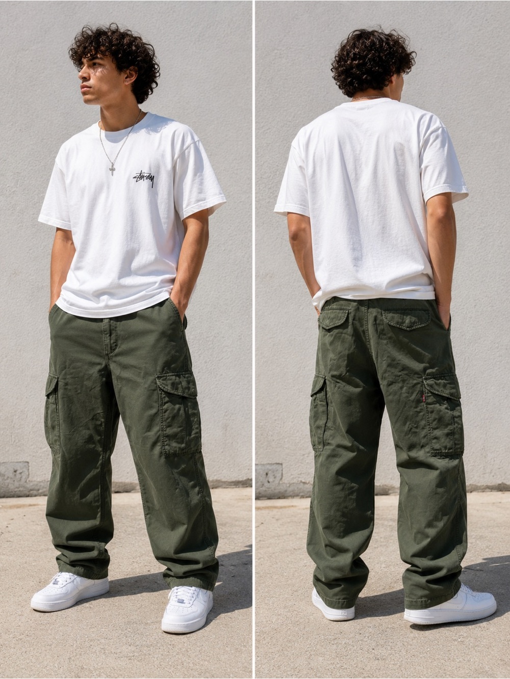 Levi’s XX Cargo Baggy Pants Olive Green 30x30 Streetwear Utility